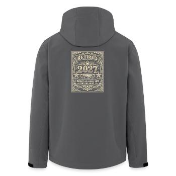 Rente 2027 – Dafür habe ich mein ganzes Leben gear - Recycelte Männer Softshell-Jacke von Stanley/Stella - Anthrazit - Hinten - AI Model Male 185 light (185cm)