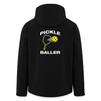 Pickle Baller Funny Pickleball Player - Men’s Recycled Softshell Jacket by Stanley/Stella - black - Back - AI Model Male 185 light (185cm)