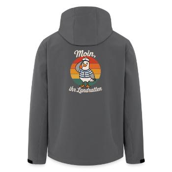Moin ihr Landratten Möwe Shirt - Recycelte Männer Softshell-Jacke von Stanley/Stella - Schwarz - Hinten - AI Model Male 185 light (185cm)