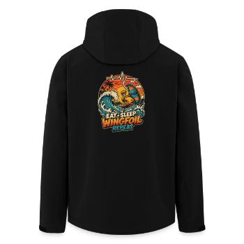Wingfoil Wave Rider Sunset - Men’s Recycled Softshell Jacket by Stanley/Stella - black - Back - AI Model Male 185 light (185cm)