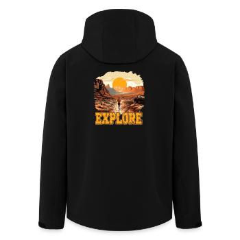  Erkunde Die Weiten Der Wüste Mit Sonnenaufgang Im - Recycelte Männer Softshell-Jacke von Stanley/Stella - Schwarz - Hinten - AI Model Male 185 light (185cm)