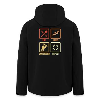 Essen Schlafen Skateboarden Wiederholen - Recycelte Männer Softshell-Jacke von Stanley/Stella - Schwarz - Hinten - AI Model Male 185 light (185cm)