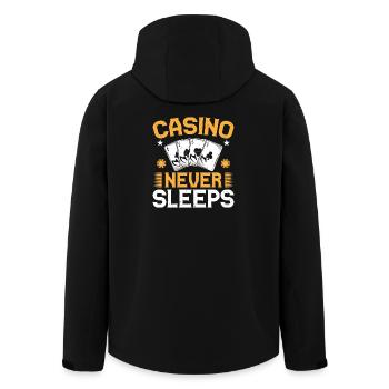 Gambling Fan Casino Never Sleeps Casino - Men’s Recycled Softshell Jacket by Stanley/Stella - black - Back - AI Model Male 185 light (185cm)