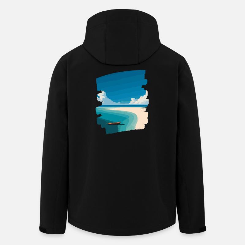 Strand Meer Palmen - Recycelte Männer Softshell-Jacke von Stanley/Stella - Schwarz