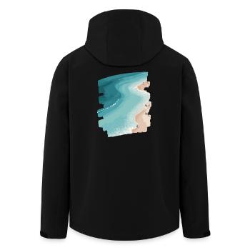 Beach Sea Palm Trees Retro - Men’s Recycled Softshell Jacket by Stanley/Stella - black - Back - AI Model Male 185 light (185cm)