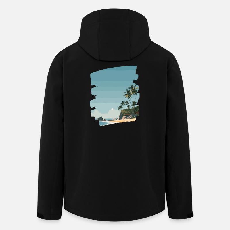 Sunset beach with palm trees - Men’s Recycled Softshell Jacket by Stanley/Stella - black