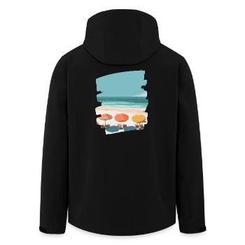 Beach Sea Palm Trees - Men’s Recycled Softshell Jacket by Stanley/Stella - black - Back - AI Model Male 185 light (185cm)