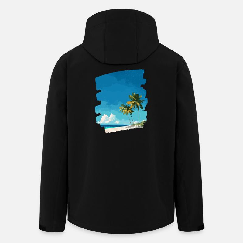 Strand Meer Palmen - Recycelte Männer Softshell-Jacke von Stanley/Stella - Schwarz