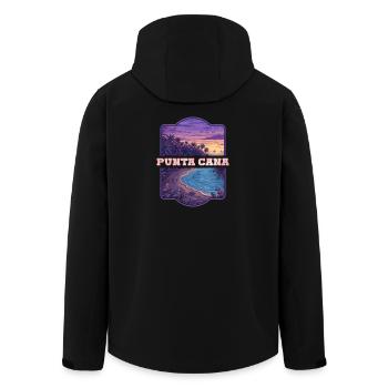 Punta Cana Tropischer Abend - Recycelte Männer Softshell-Jacke von Stanley/Stella - Schwarz - Hinten - AI Model Male 185 light (185cm)