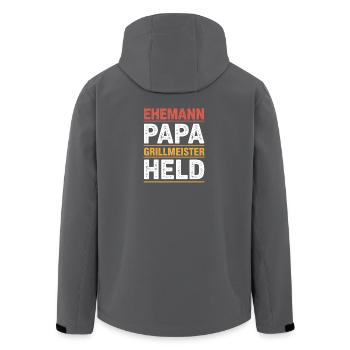Papa Grillmeister Held Für Vatertag BBQ - Recycelte Männer Softshell-Jacke von Stanley/Stella - Anthrazit - Hinten - AI Model Male 185 light (185cm)