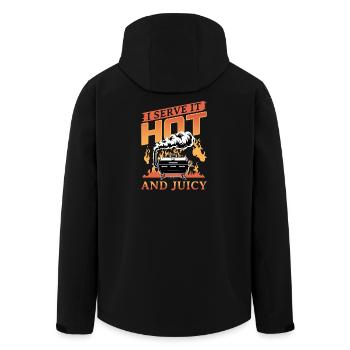 BBQ Grilling Meat Smoking Barbecue - Recycelte Männer Softshell-Jacke von Stanley/Stella - Schwarz - Hinten - AI Model Male 185 light (185cm)