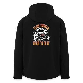 BBQ Grilling Meat Smoking Barbecue - Recycelte Männer Softshell-Jacke von Stanley/Stella - Schwarz - Hinten - AI Model Male 185 light (185cm)