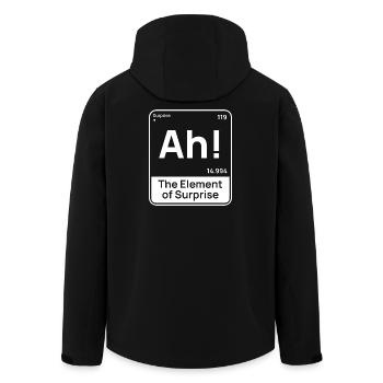 Funny Chemistry Design – Element of Surprise “Ah”  - Men’s Recycled Softshell Jacket by Stanley/Stella - black - Back - AI Model Male 185 light (185cm)