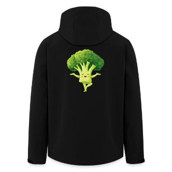 Kawaii Broccoli Yoga Charm - Men’s Recycled Softshell Jacket by Stanley/Stella - black - Back - AI Model Male 185 light (185cm)
