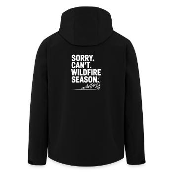 Sorry. Can't. Wildfire Season. - Men’s Recycled Softshell Jacket by Stanley/Stella - black - Back - AI Model Male 185 light (185cm)
