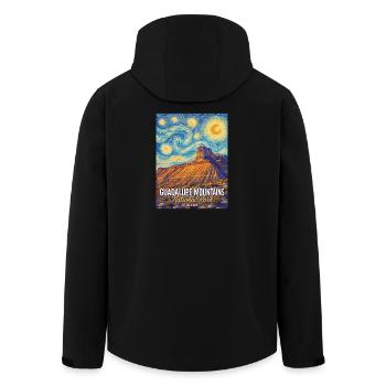 Parc national des montagnes Guadalupe, Texas - Veste softshell homme en polyester recyclé Stanley/Stella - noir - Dos - AI Model Male 185 light (185cm)