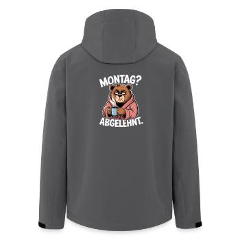  Montag Abgelehnt Mies Gelaunter Bär Mit Kaffee - Recycelte Männer Softshell-Jacke von Stanley/Stella - Anthrazit - Hinten - AI Model Male 185 light (185cm)