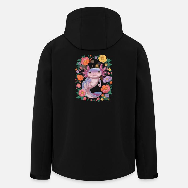 Axolotl surrounded by flowers - Men’s Recycled Softshell Jacket by Stanley/Stella - black