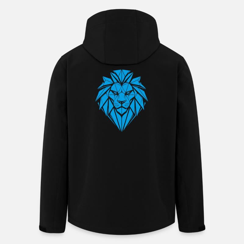 Lion géométrique bleu - Veste softshell homme en polyester recyclé Stanley/Stella - noir