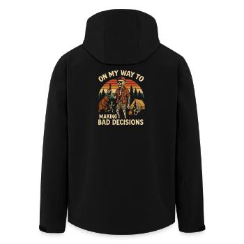 Camping Humor On My Way To Making Bad Decisions - Men’s Recycled Softshell Jacket by Stanley/Stella - black - Back - AI Model Male 185 light (185cm)