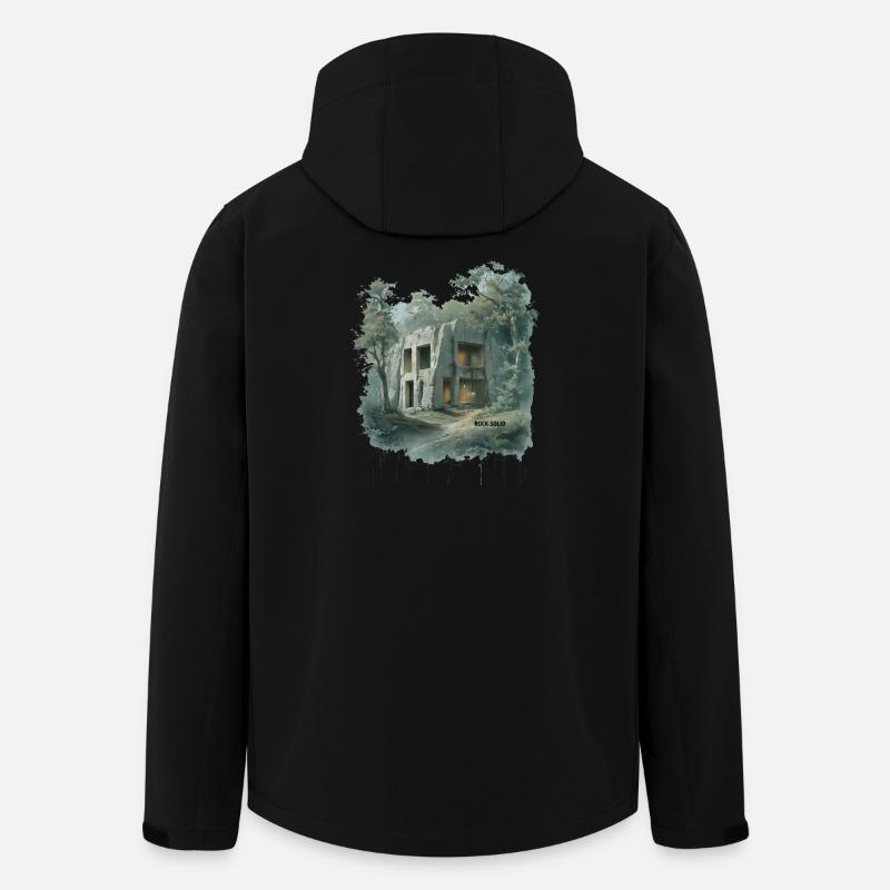 ROCK SOLID - Croquis d’architecture grottère moderne - Veste softshell homme en polyester recyclé Stanley/Stella - noir