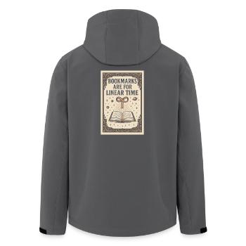 Lesezeichen für lineare Zeit | Sci-Fi Buch - Recycelte Männer Softshell-Jacke von Stanley/Stella - Schwarz - Hinten - AI Model Male 185 light (185cm)