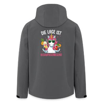 Die Lage Ist Besaufniserregend Einhorn  - Recycelte Männer Softshell-Jacke von Stanley/Stella - Schwarz - Hinten - AI Model Male 185 light (185cm)