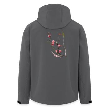 Japanese Plum Blossom Zen Style - Men’s Recycled Softshell Jacket by Stanley/Stella - anthracite - Back - AI Model Male 185 light (185cm)