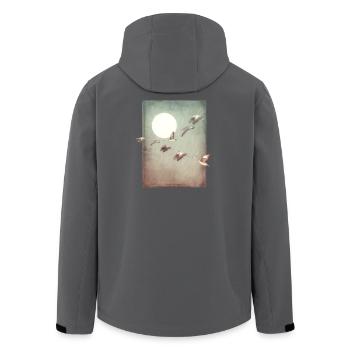Oies sauvages en vol - Gravées à la main imprimables - Veste softshell homme en polyester recyclé Stanley/Stella - noir - Dos - AI Model Male 185 light (185cm)