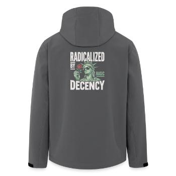 Radicalized by Decency Statue - Men’s Recycled Softshell Jacket by Stanley/Stella - black - Back - AI Model Male 185 light (185cm)