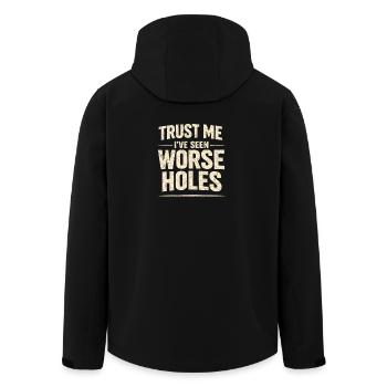 Pires trous vus | Humour hygiénique - Veste softshell homme en polyester recyclé Stanley/Stella - noir - Dos - AI Model Male 185 light (185cm)