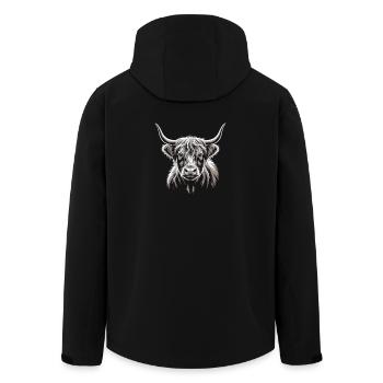 Schottisches Hochlandrind - Recycelte Männer Softshell-Jacke von Stanley/Stella - Schwarz - Hinten - AI Model Male 185 light (185cm)