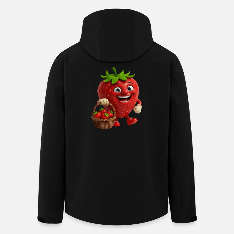 Erdbeere mit Gesicht - Recycelte Männer Softshell-Jacke von Stanley/Stella - Schwarz