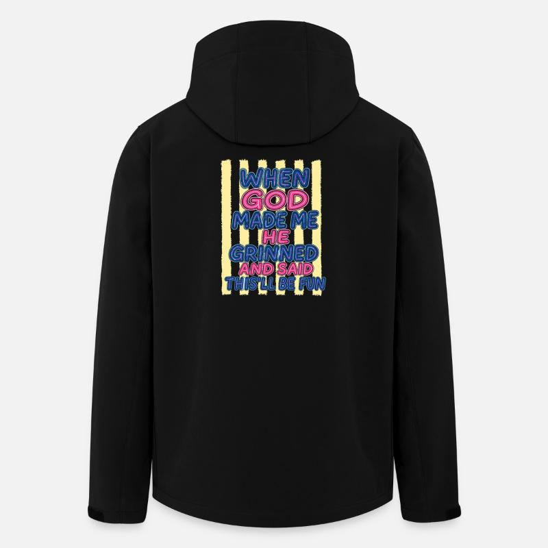 Dieu rit : Tu vas t’amuser - Veste softshell homme en polyester recyclé Stanley/Stella - noir