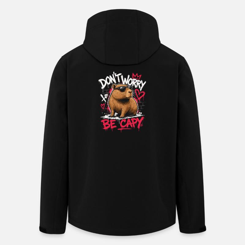 Don't Worry Be Capy - Men’s Recycled Softshell Jacket by Stanley/Stella - black