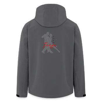 Silhouette du couple dansant de tango avec inscription - Veste softshell homme en polyester recyclé Stanley/Stella - charbon - Dos - AI Model Male 185 light (185cm)