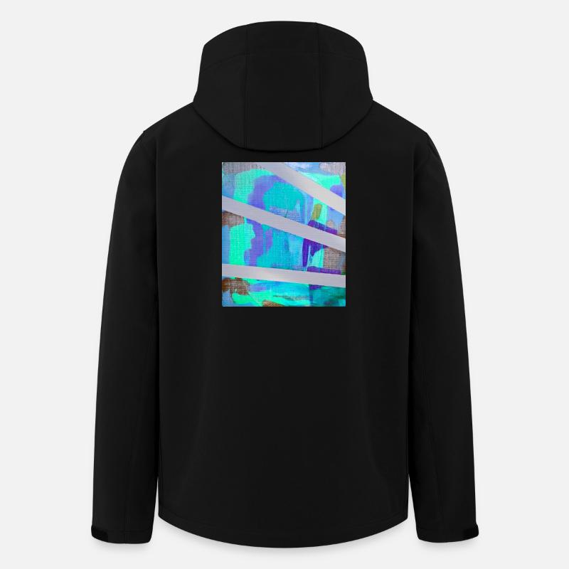 Collage à rayures abstraites néon - Veste softshell homme en polyester recyclé Stanley/Stella - noir