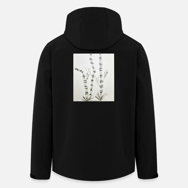 Bamboo Drawing in Ink Style - Men’s Recycled Softshell Jacket by Stanley/Stella - black