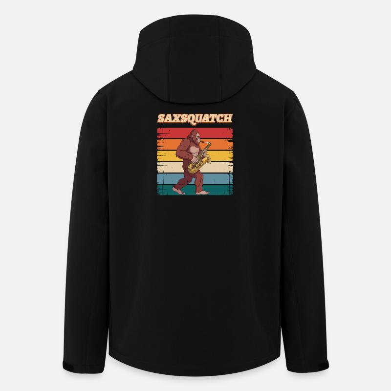 Sax Squatch on Retro Stripes - Men’s Recycled Softshell Jacket by Stanley/Stella - black