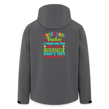 Maître de maternelle Quel est ton superpouvoir Maternelle - Veste softshell homme en polyester recyclé Stanley/Stella - noir - Dos - AI Model Male 185 light (185cm)