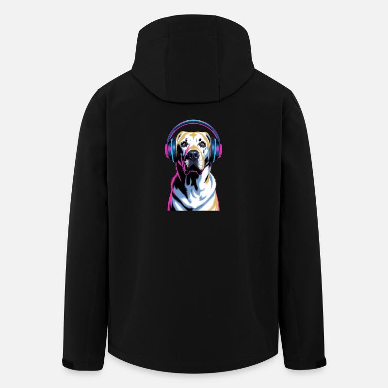 Labrador mit Kopfhörern - Recycelte Männer Softshell-Jacke von Stanley/Stella - Schwarz