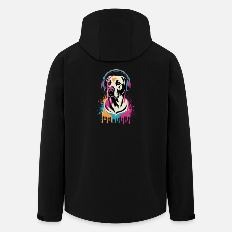 Labrador with headphones - Men’s Recycled Softshell Jacket by Stanley/Stella - black