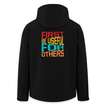 Citation d’un travailleur social d’abord : être utile aux autres - Veste softshell homme en polyester recyclé Stanley/Stella - noir - Dos - AI Model Male 185 light (185cm)