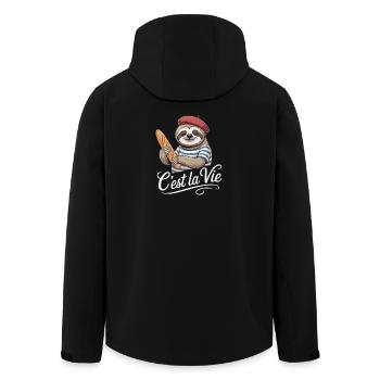  Cest La Vie Faultier Französisch Baguette - Recycelte Männer Softshell-Jacke von Stanley/Stella - Schwarz - Hinten - AI Model Male 185 light (185cm)