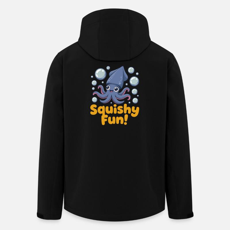 Weiche, lustige Tintenfisch-Illustration - Recycelte Männer Softshell-Jacke von Stanley/Stella - Schwarz