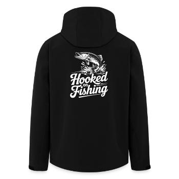 Angeln Hooked on Fishing - Men’s Recycled Softshell Jacket by Stanley/Stella - black - Back - AI Model Male 185 light (185cm)