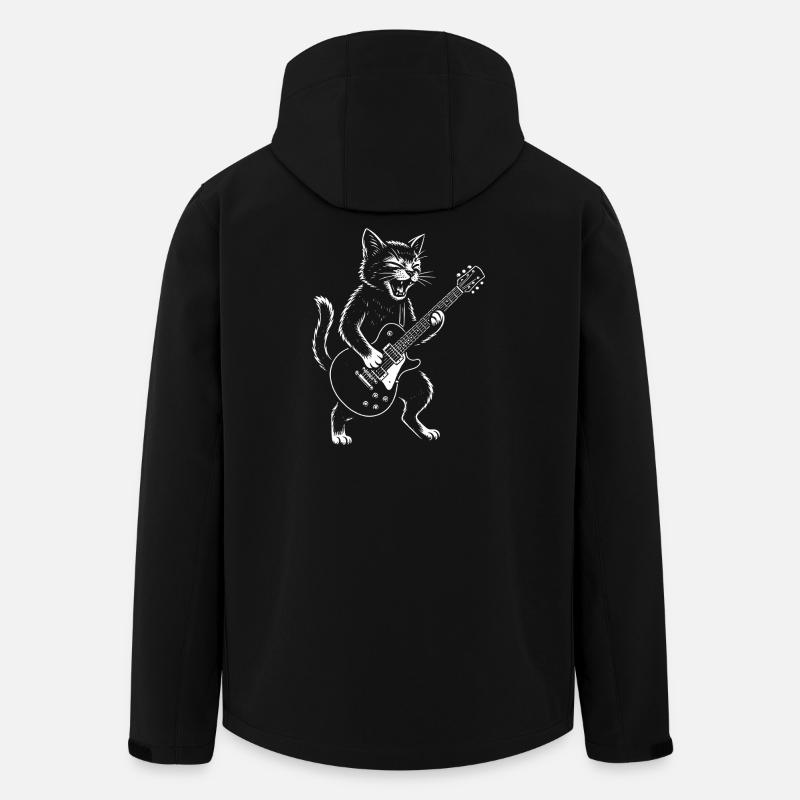 Cat Plays Guitar - Men’s Recycled Softshell Jacket by Stanley/Stella - black