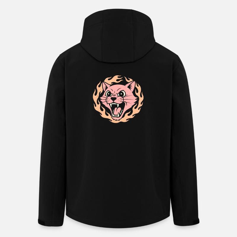 Flame Cat Pink Fire Head - Men’s Recycled Softshell Jacket by Stanley/Stella - black