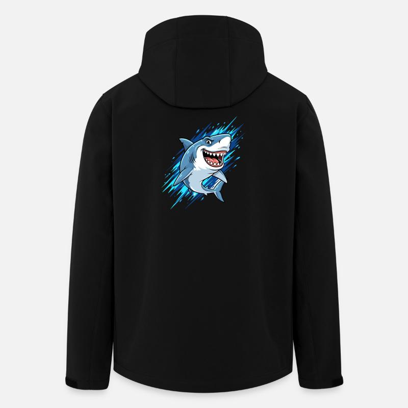 Blue cartoon shark with splashes - Men’s Recycled Softshell Jacket by Stanley/Stella - black