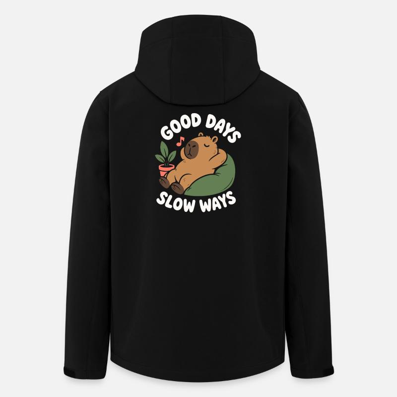 Bons jours Chemins lents Capybara - Veste softshell homme en polyester recyclé Stanley/Stella - noir